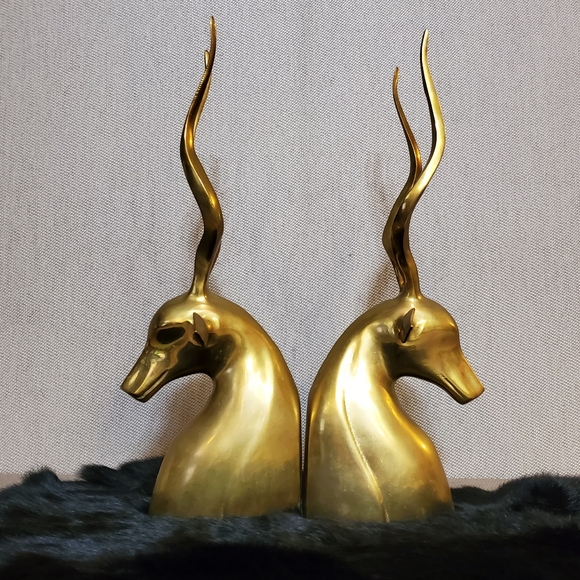 Vintage Boho Brass Antelope Bookends - Picture 2 of 9